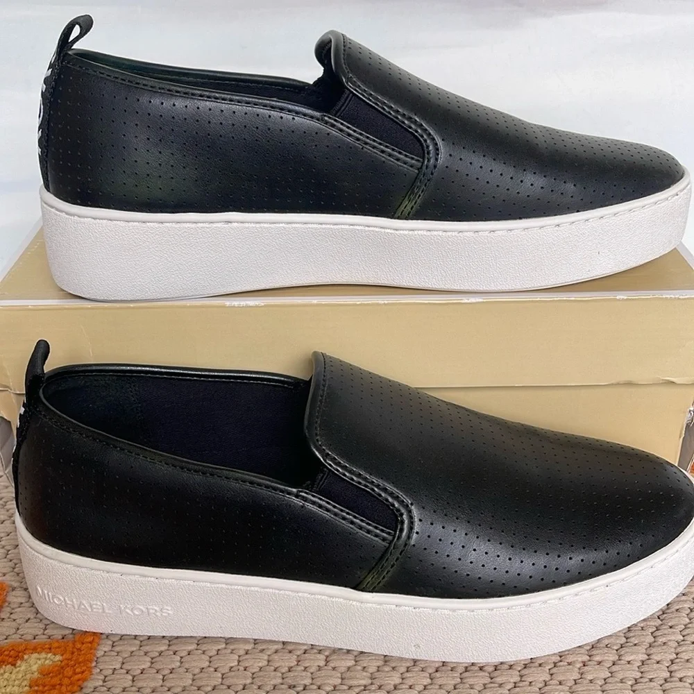 Michael Kors TEDDI SLIP ON NAPPA PU PERFORATED 4959TDFP4L NIB Platforms Sneakers